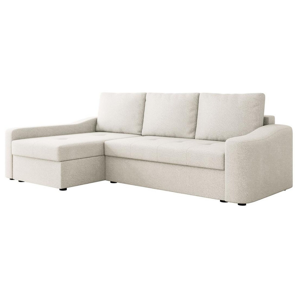 BEST MOBILIER Claudia - canapé d'angle gauche 4 places convertible avec coffre en tissu texturé