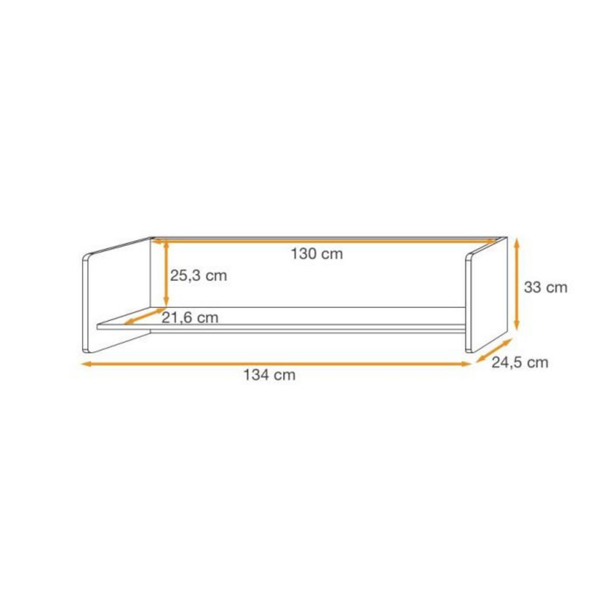 Paris Prix Étagère Murale Design  Vivero  134cm Gris & Naturel