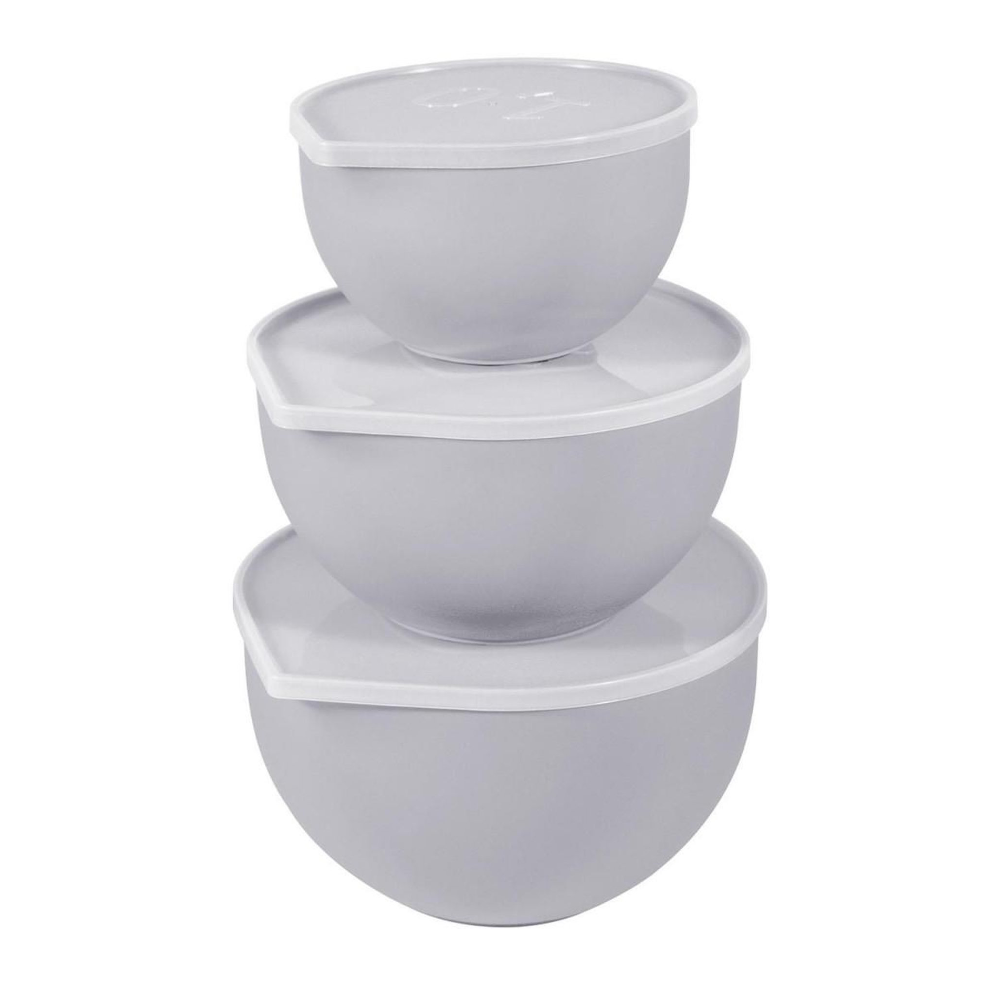 Voir la diapositive 1 : Lily Cook Lot de 3 Bols Pâtissiers  Couvercles  24cm Gris