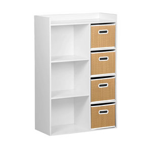 Meuble De Rangement Enfant Blanc - 4 Étagères, 82.5cm De Haut, Anti-basculement