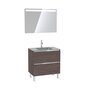  Pack Meuble de salle de bain 80x50 cm Graphite + vasque Argent + miroir LED 80x60