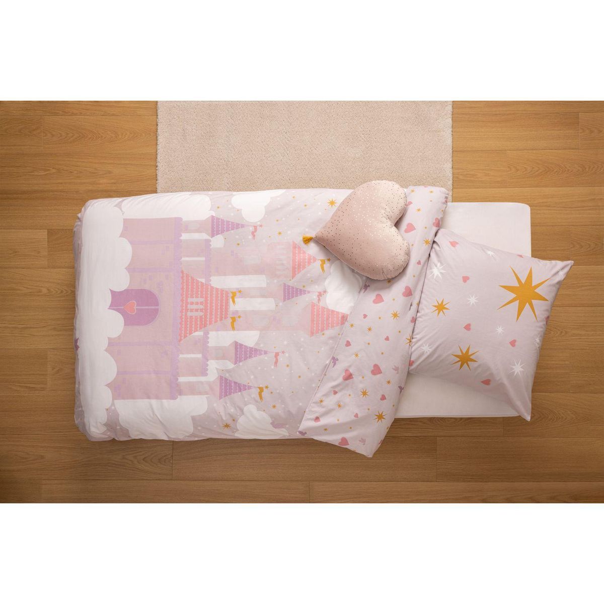 ATMOSPHERA Parure de lit enfant réversible château - 100% coton - 140 x 200 cm