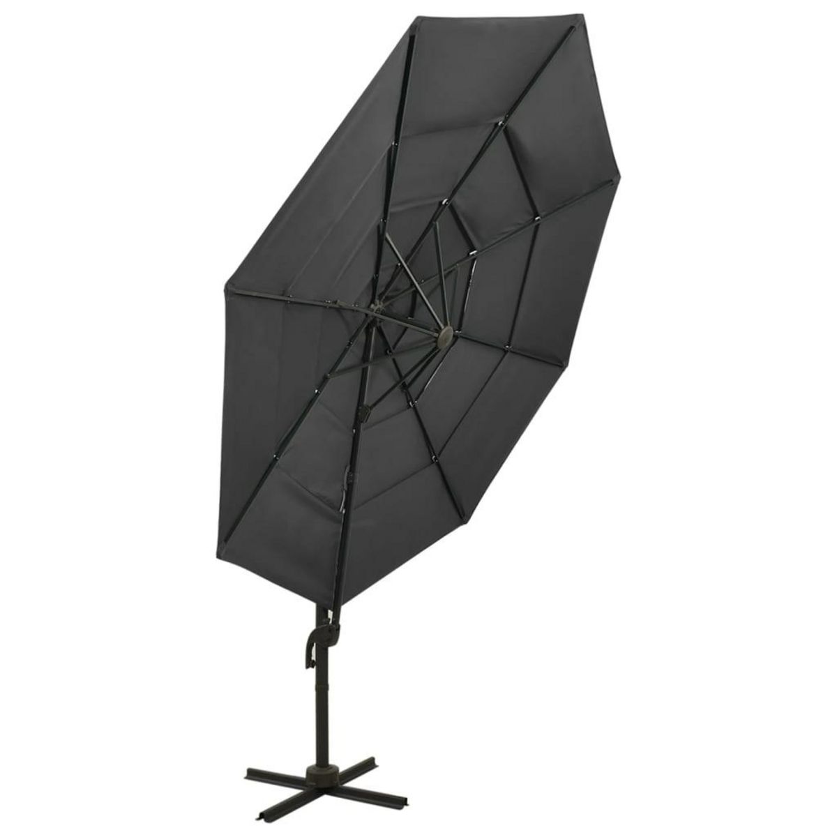 VIDAXL Parasol de jardin a 4 niveaux avec mat en aluminium anthracite