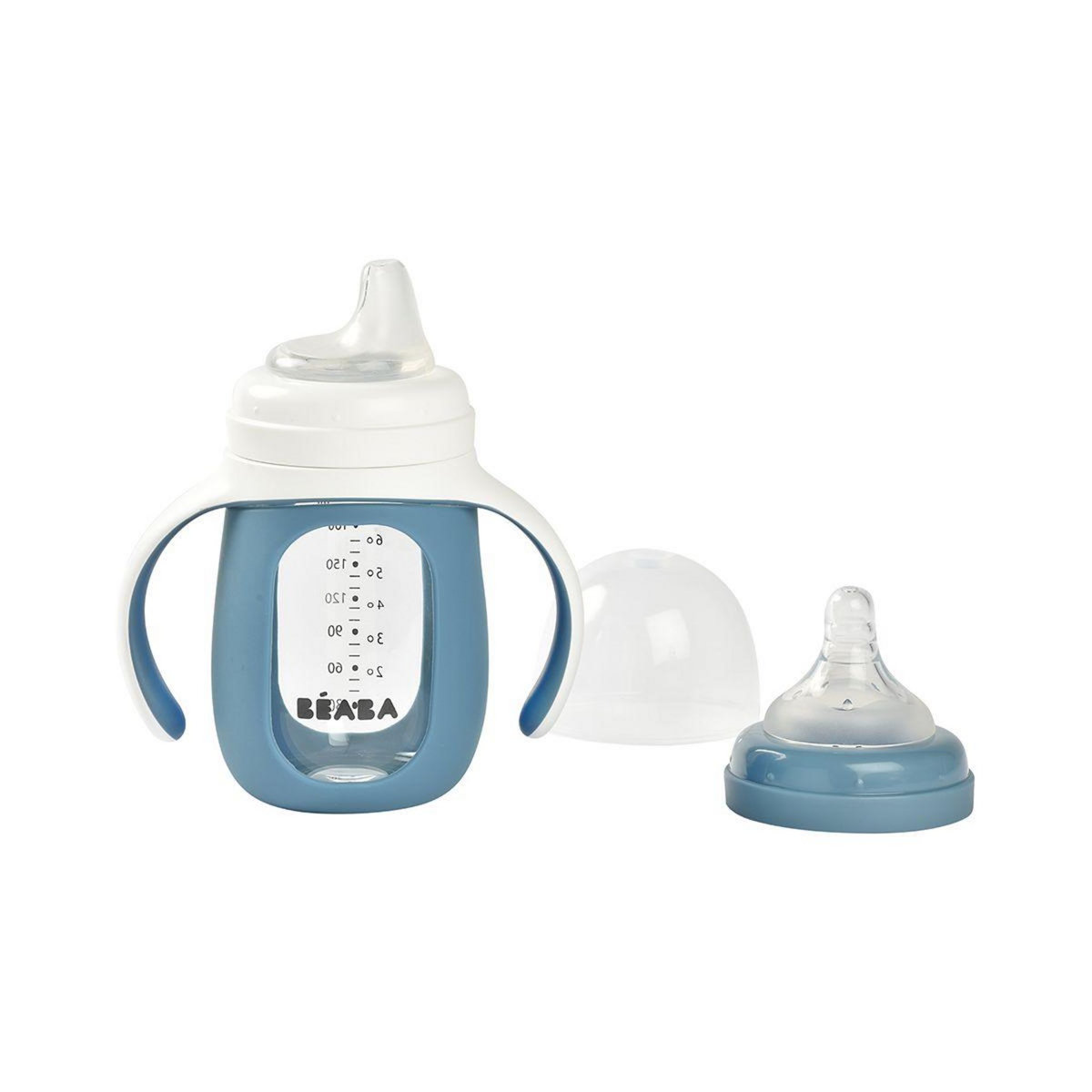 BEABA Tasse verre d apprentissage 2 en 1 210 ml