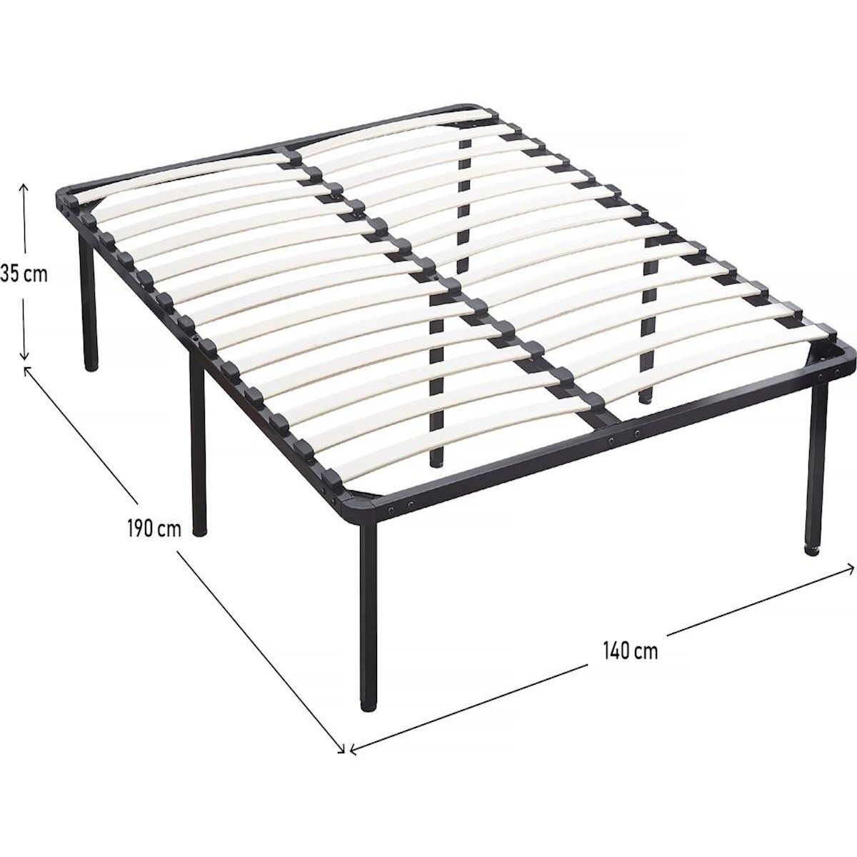 Habitat et Jardin Sommier à lattes + pieds pour matelas - 140 x 190 cm - 26 lattes