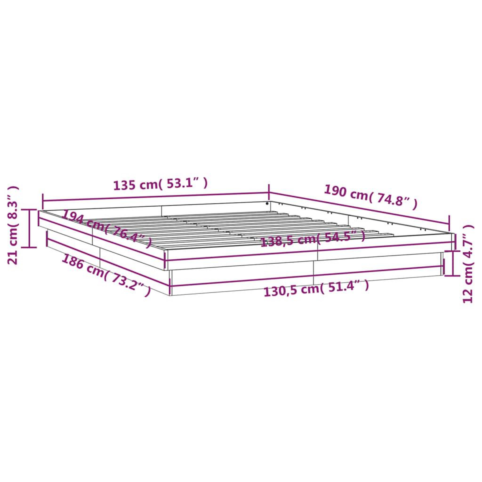 Voir la diapositive 6 : VIDAXL Cadre de lit a LED sans matelas bois massif