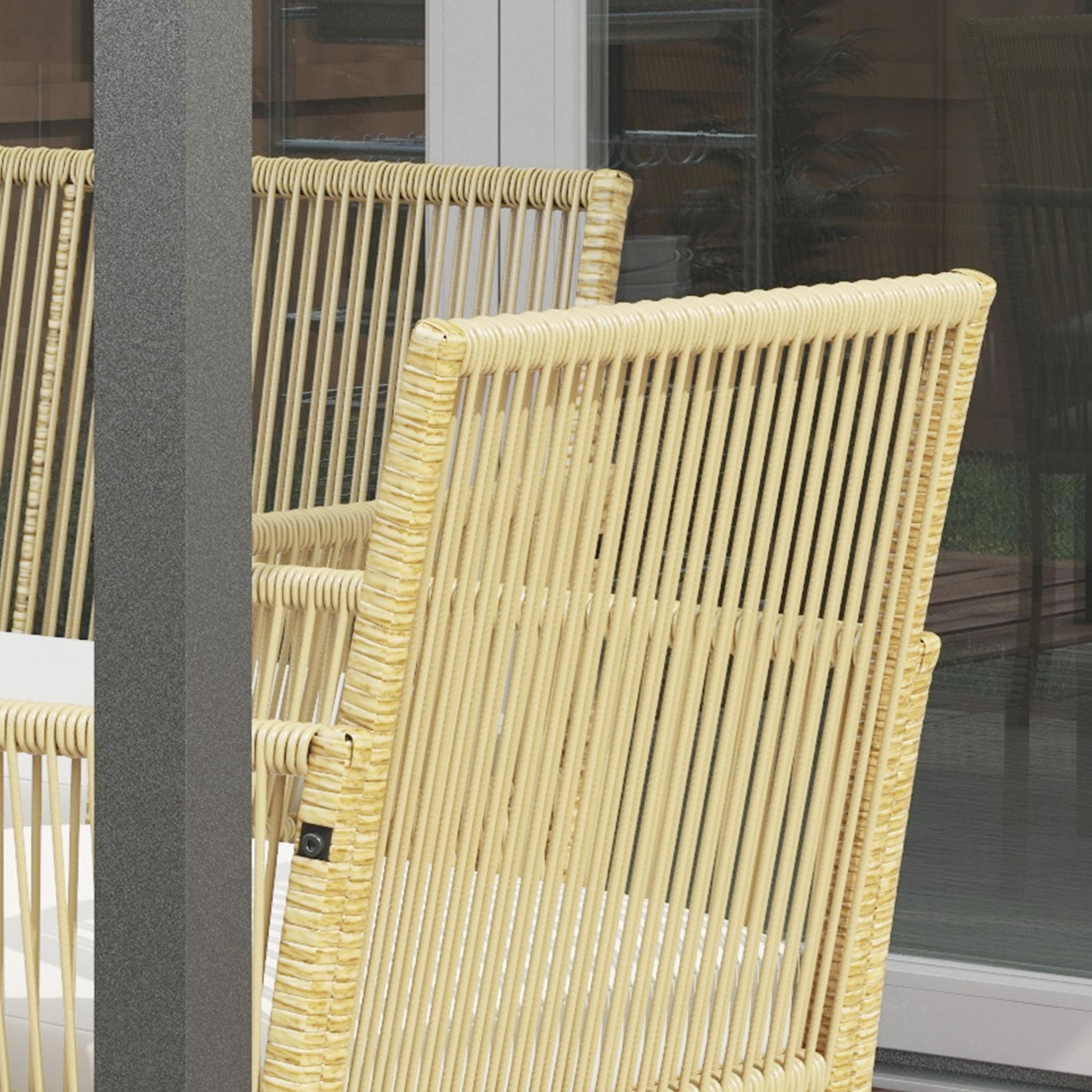 Voir la diapositive 5 : OUTSUNNY Salon de jardin 4 places 4 pièces style colonial table basse coussins inclus résine tressée filée aspect rotin beige