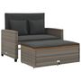 Voir la diapositive 2 : VIDAXL Canape de jardin 2 places coussins gris resine tressee&acacia