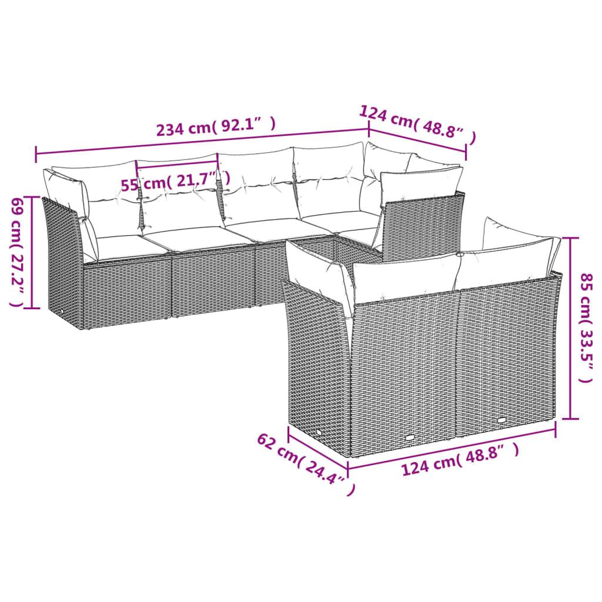 Voir la diapositive 4 : VIDAXL Salon de jardin avec coussins 7 pcs beige resine tressee