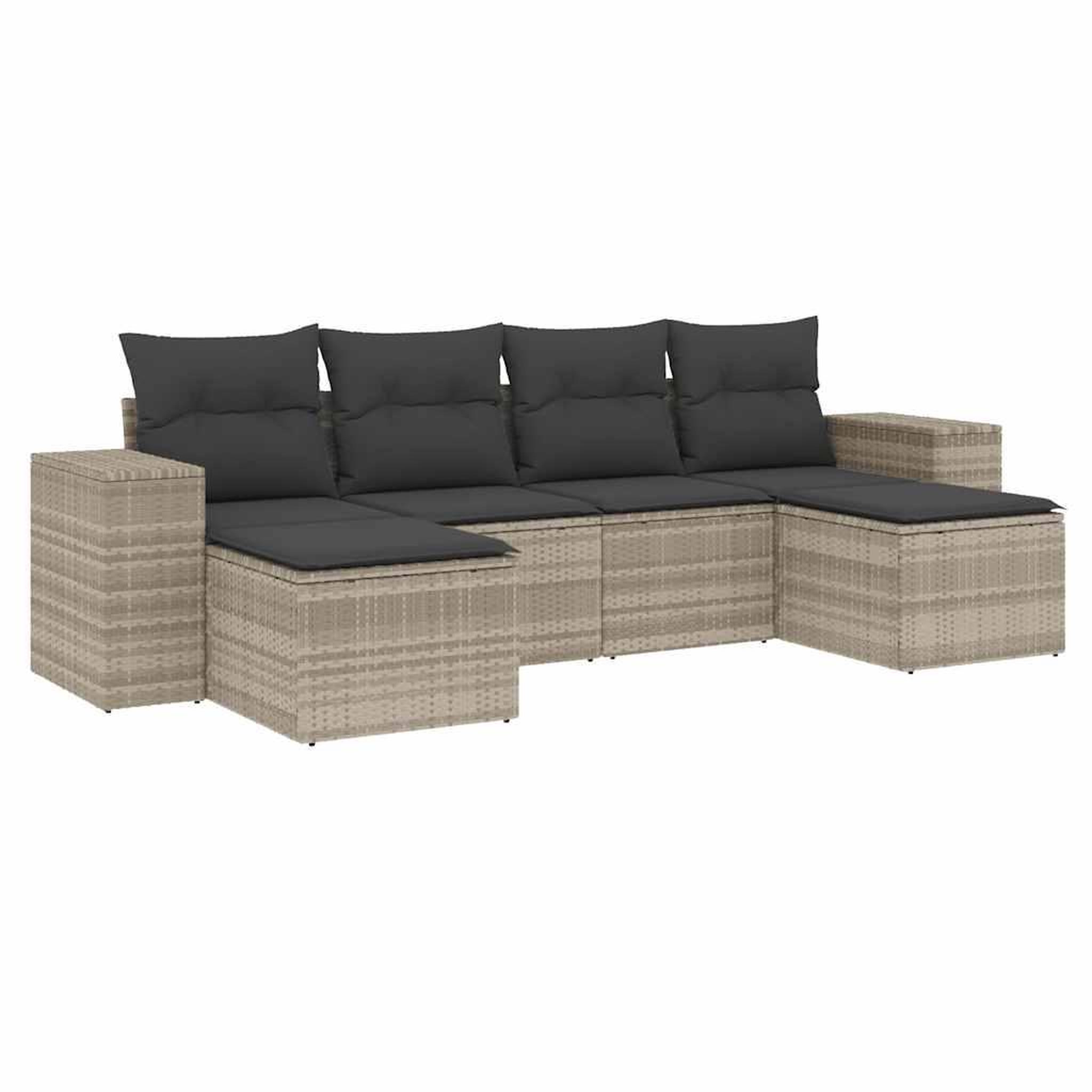 Voir la diapositive 2 : VIDAXL Salon de jardin 6 pcs avec coussins gris clair resine tressee
