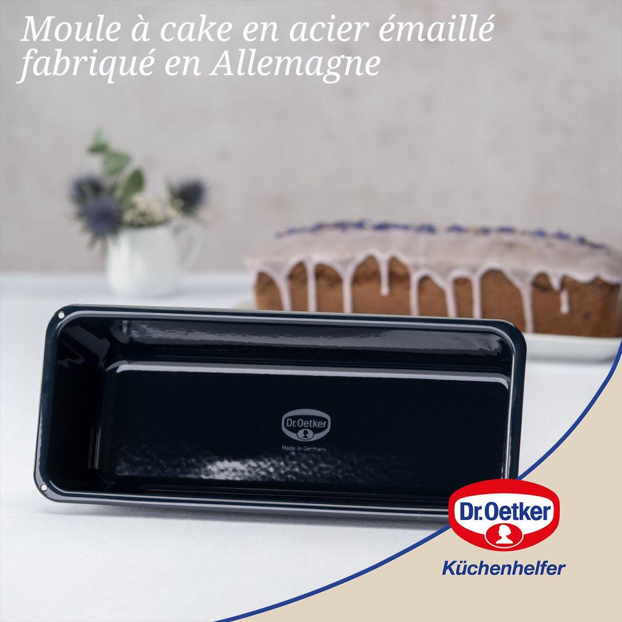 Voir la diapositive 2 : DR.OETKER Lot de 2 moules à gâteaux 30/30 cm en acier émaillé dr oetker back-liebe