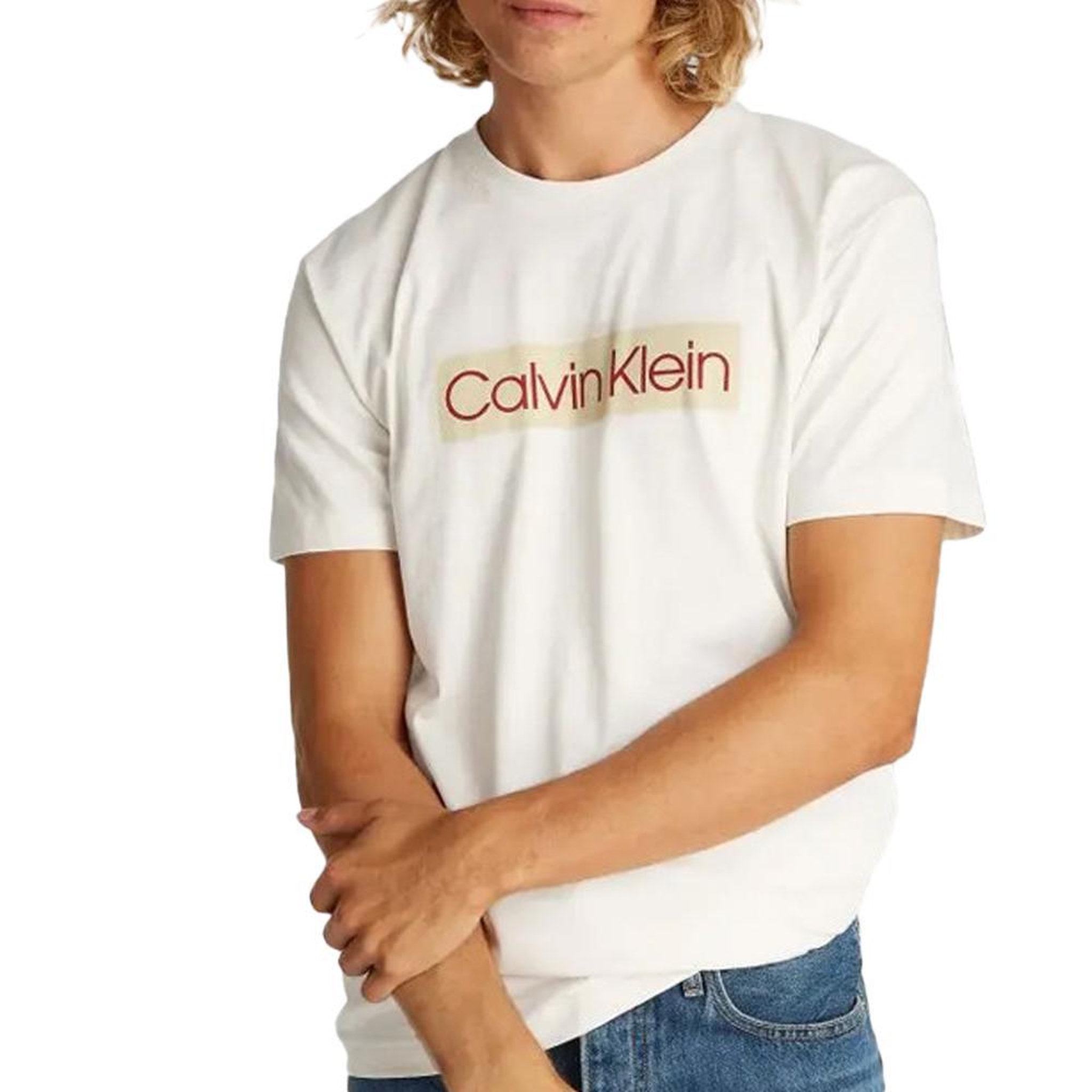 CALVIN KLEIN JEANS T Shirt Ecru Homme Calvin Klein Jeans Label Phantom. Coloris disponibles : Beige