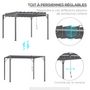 Voir la diapositive 3 : OUTSUNNY Pergola lames orientables dim. 2,9L x 2,95l x 2,13H m structure alu. acier époxy polyester gris