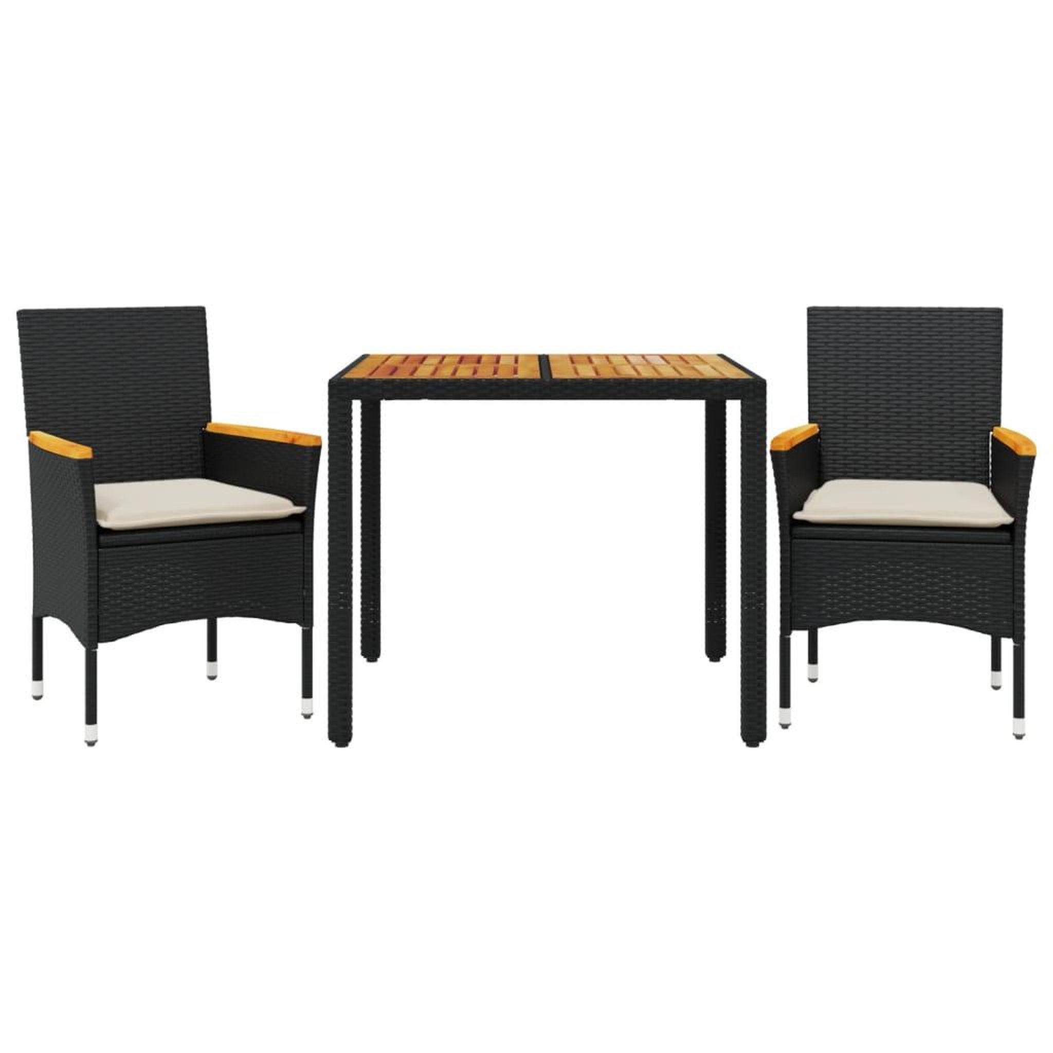 Voir la diapositive 2 : VIDAXL Ensemble a manger de jardin et coussins 3 pcs noir rotin acacia