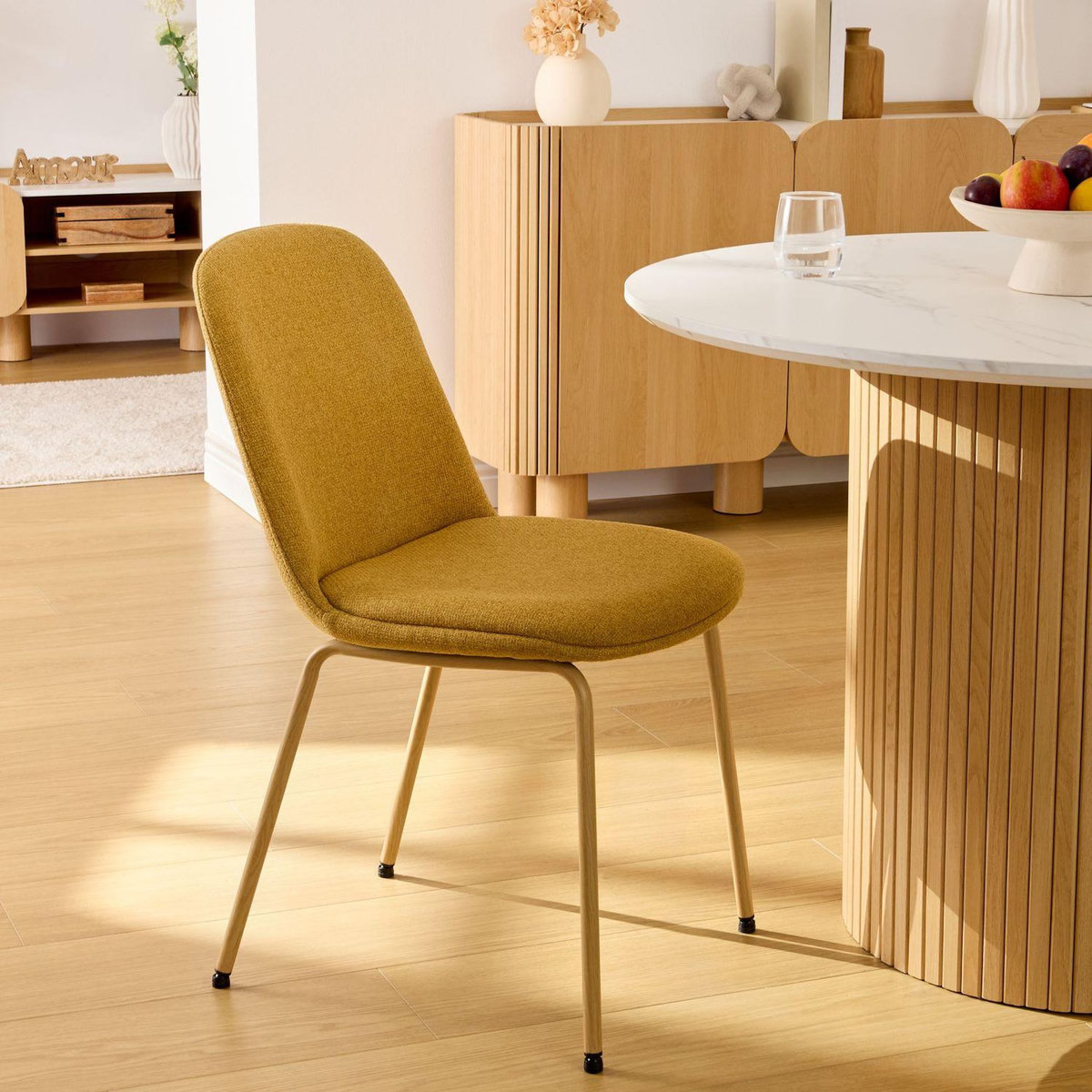 ATMOSPHERA Lot de 4 chaises en tissu et pieds métal NEORA