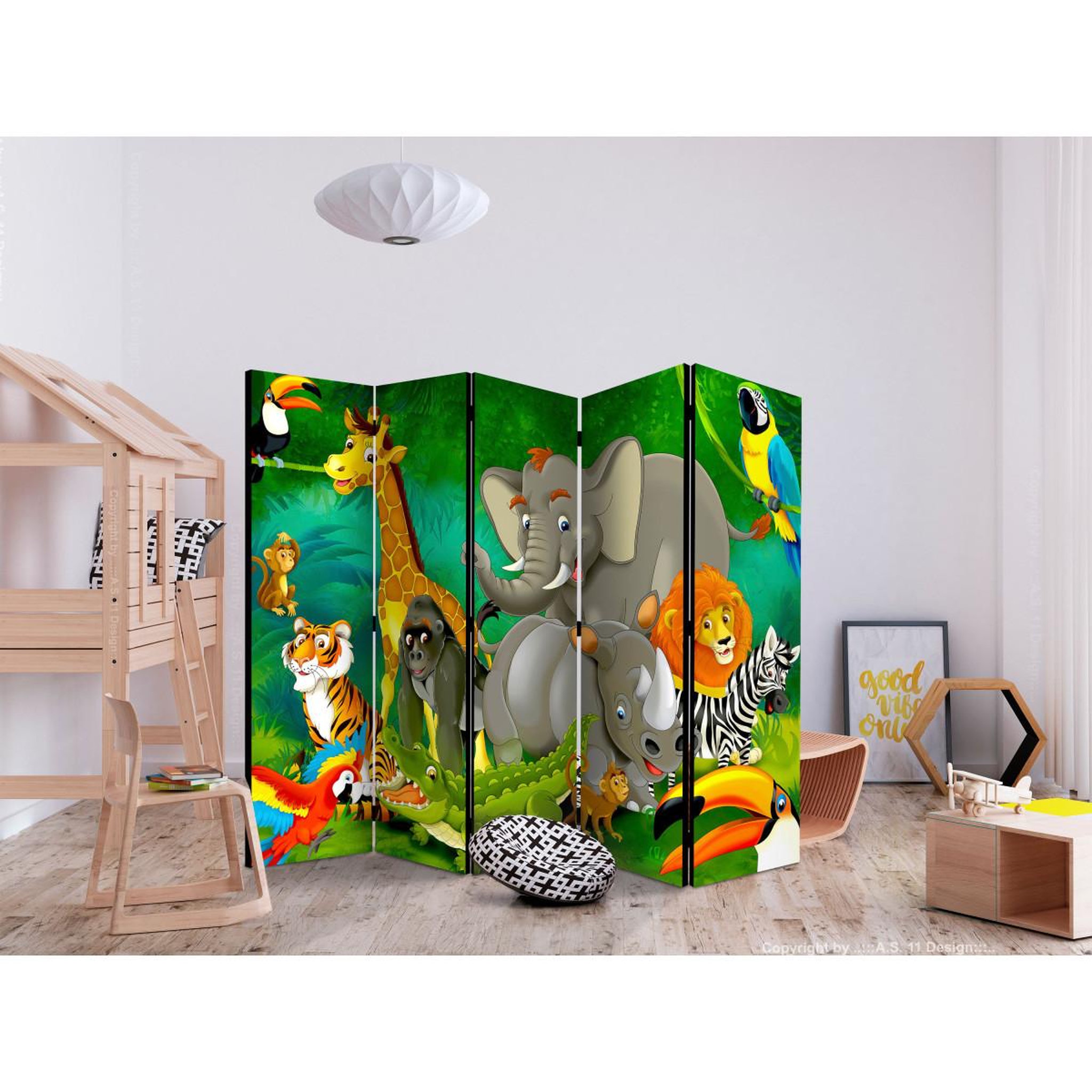 Voir la diapositive 2 : Paris Prix Paravent 5 Volets  Colourful Safari  172x225cm