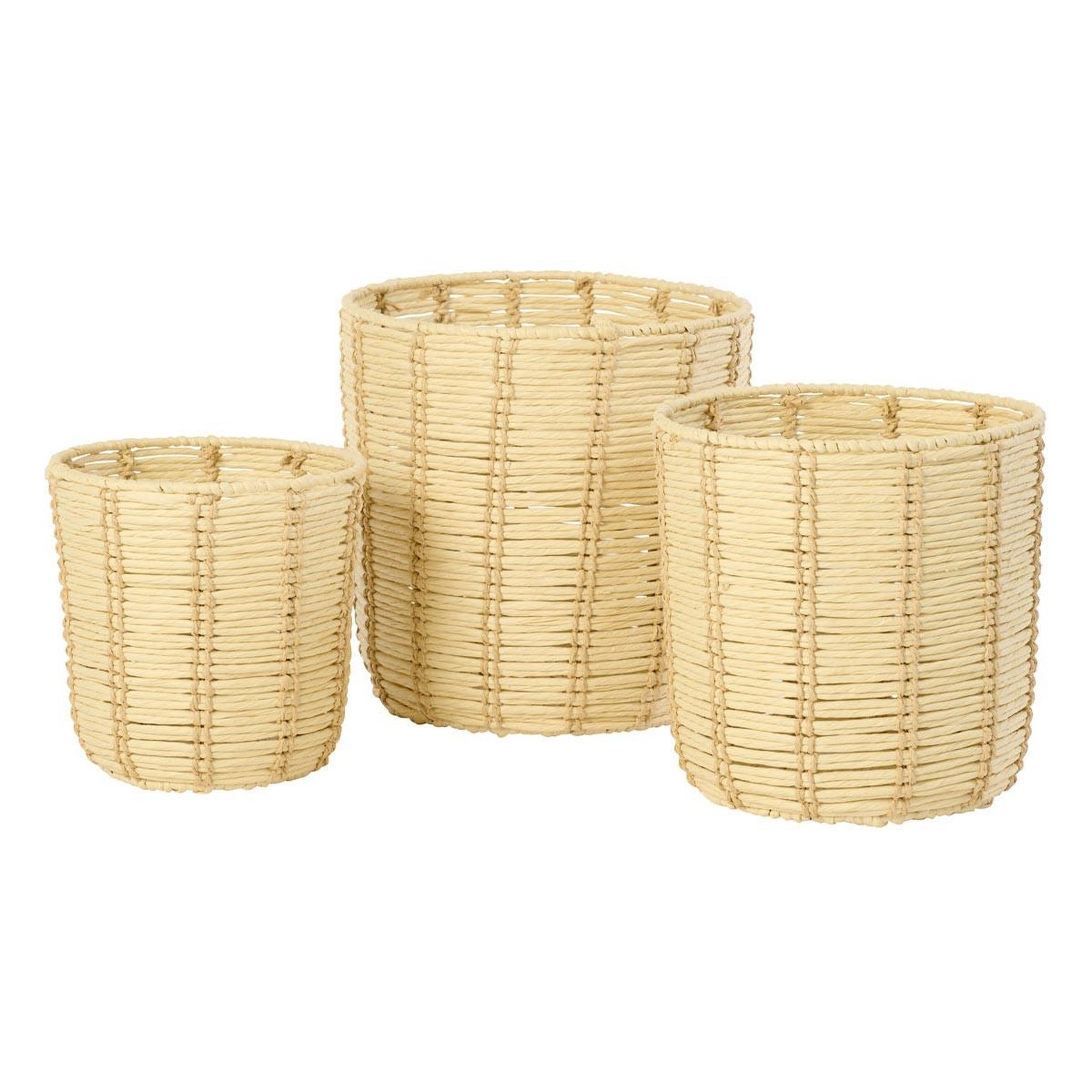 J-LINE Lot de 3 Paniers de Rangement  Trenton  35cm Naturel & Beige