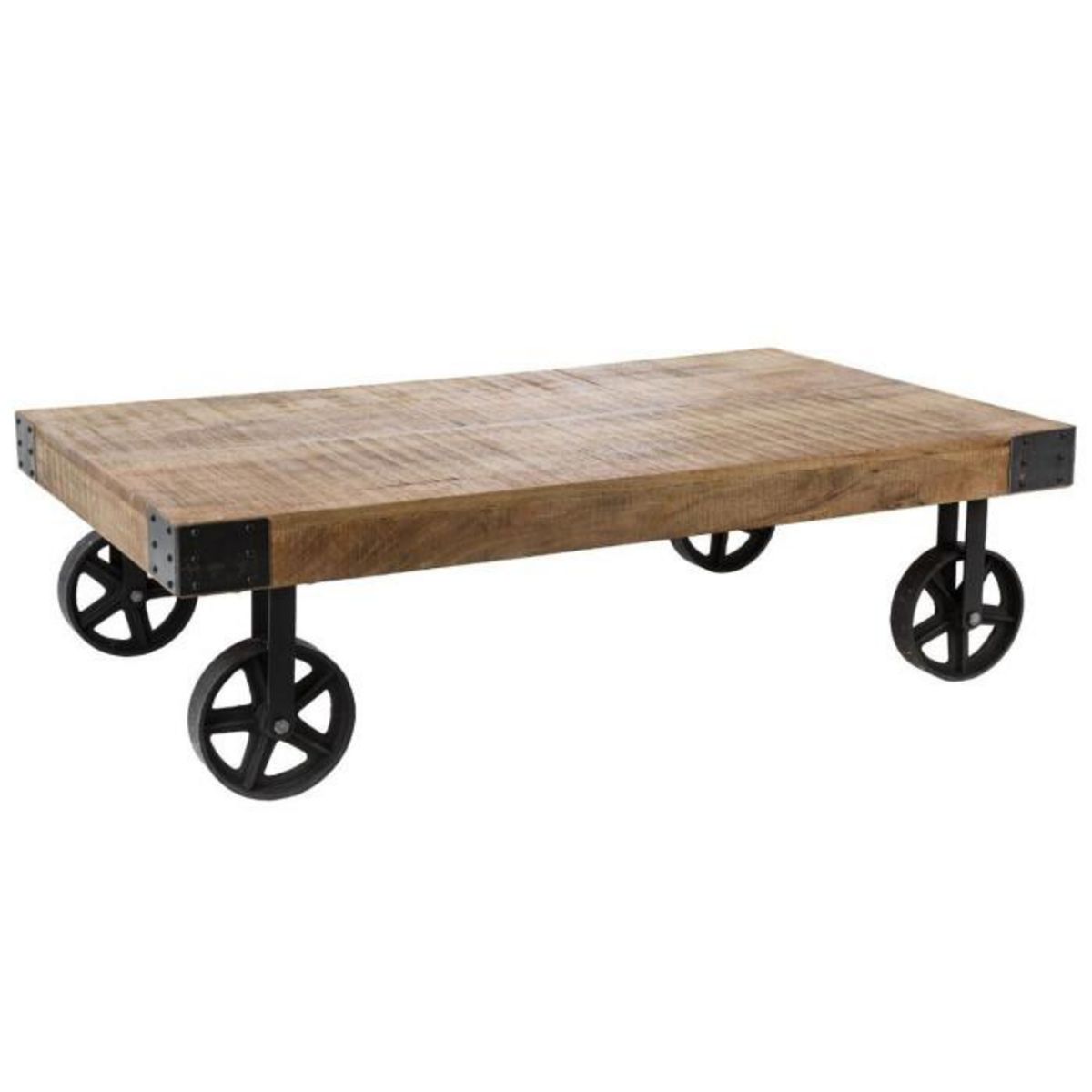 ATMOSPHERA Table Basse à Roulettes en Bois  Til  117cm Naturel