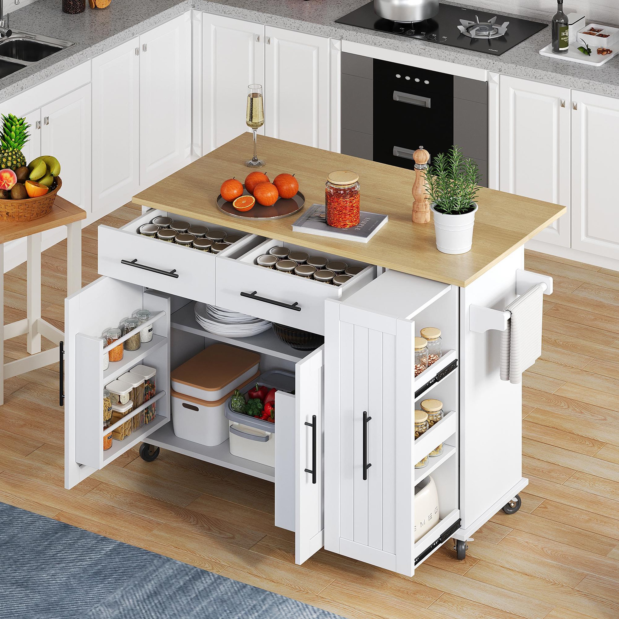Voir la diapositive 2 : MERAX Desserte 2 portes 2 tiroirs coloris blanc mdf