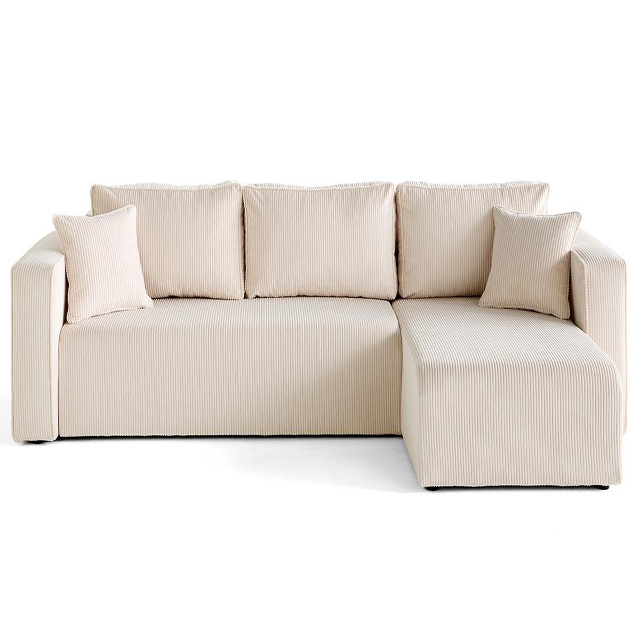 Voir la diapositive 1 : BEST MOBILIER Topaze - canapé d'angle déhoussable réversible 4 places en velours côtelé