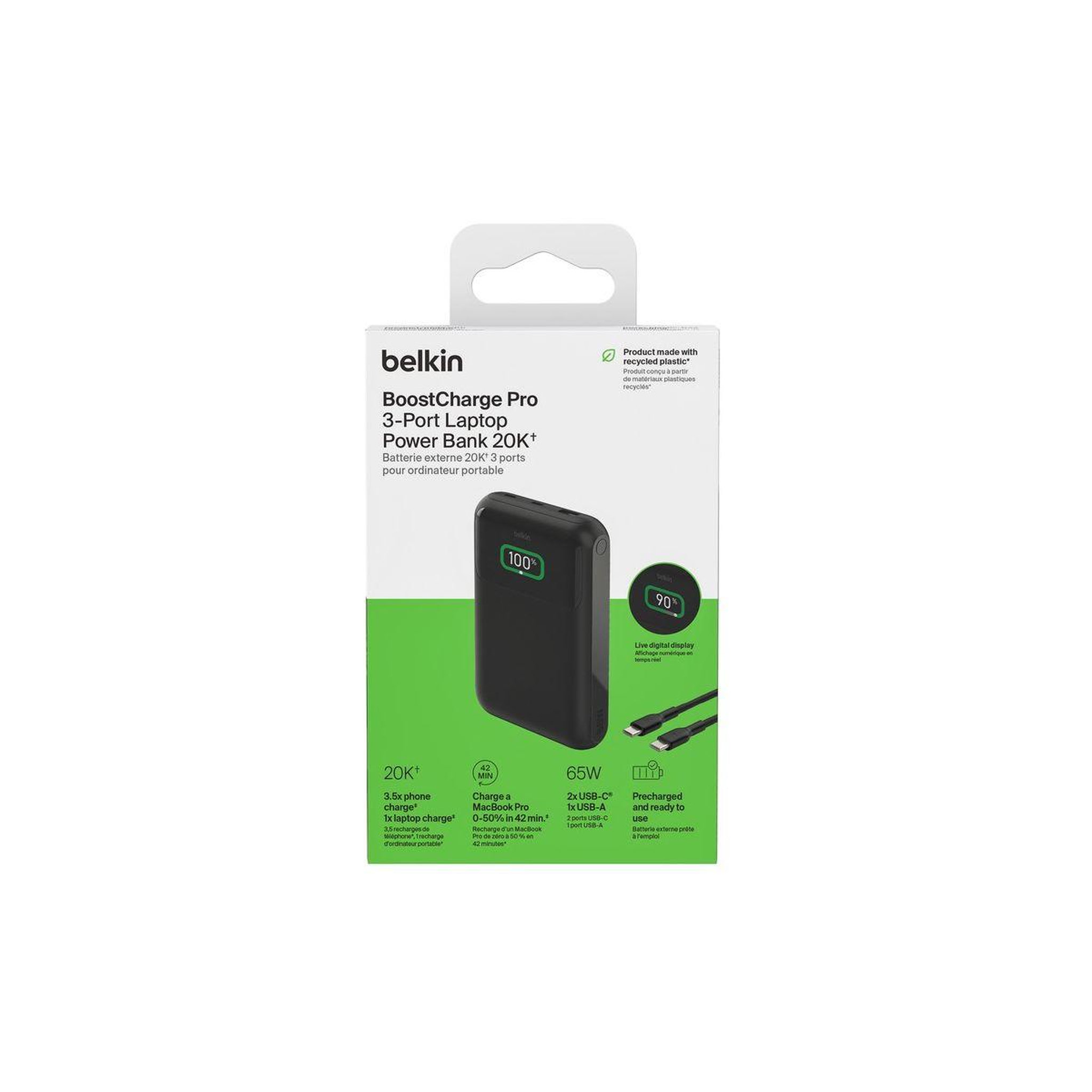 Voir la diapositive 2 : Belkin Batterie externe 20000 mah 65w pour ordinateur portable