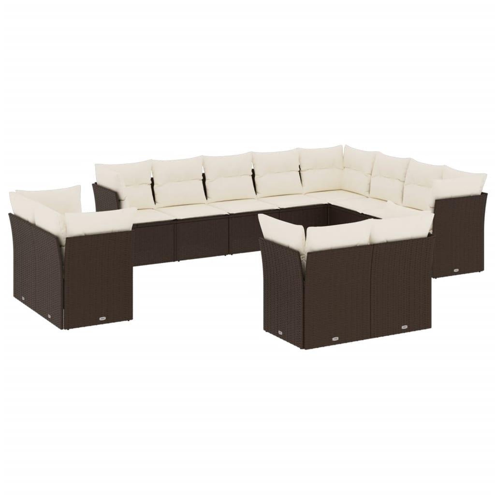 Voir la diapositive 2 : VIDAXL Salon de jardin avec coussins 12 pcs marron resine tressee