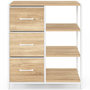 Voir la diapositive 3 : ID MARKET Buffet d'appoint 3 tiroirs et étagères 70 cm UTAH design industriel bois et blanc