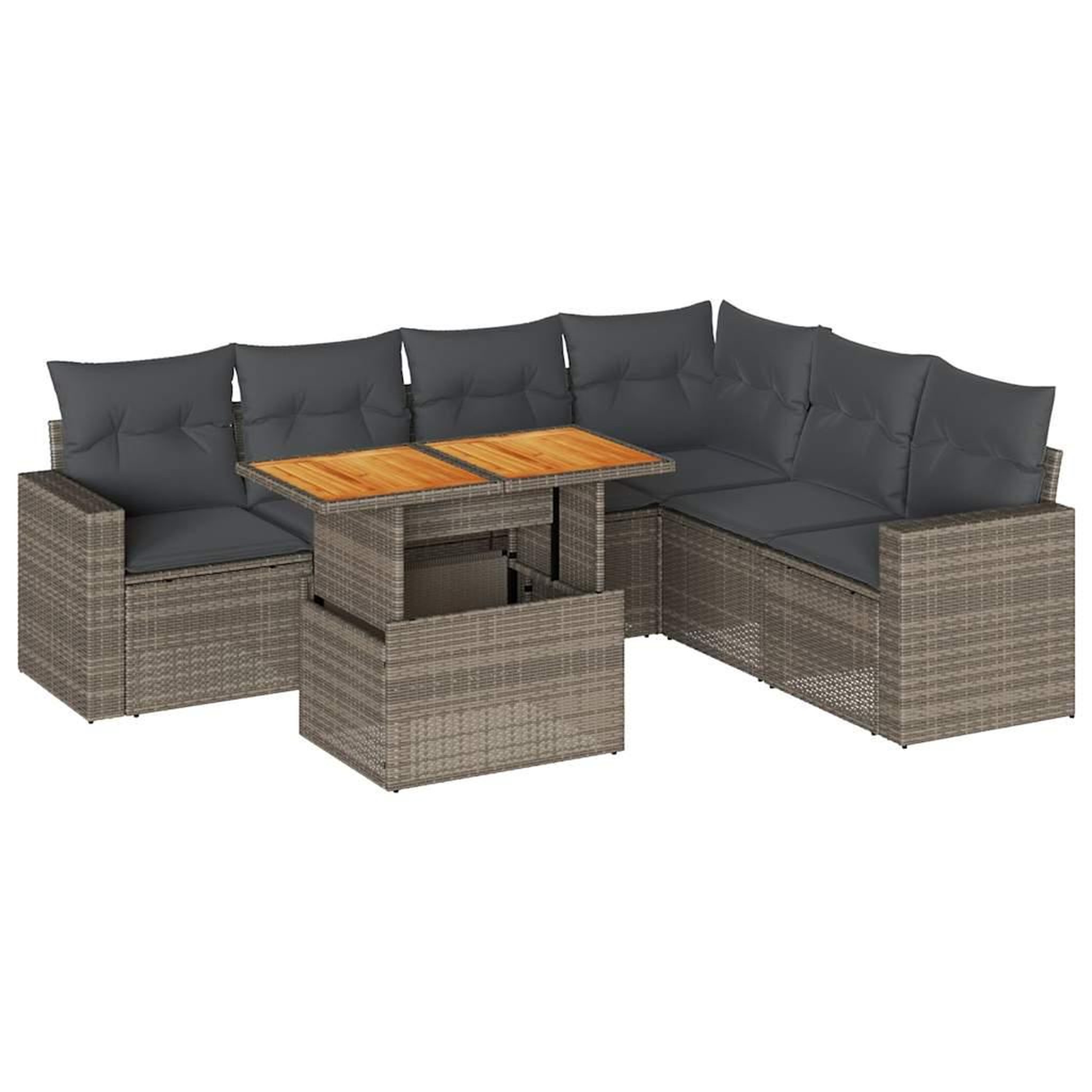 Voir la diapositive 2 : VIDAXL Salon de jardin avec coussins 7 pcs gris resine tressee