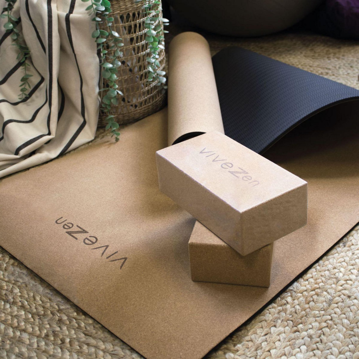 VIVEZEN Tapis de yoga, de gym, d'exercices en liège - 180 x 60 cm