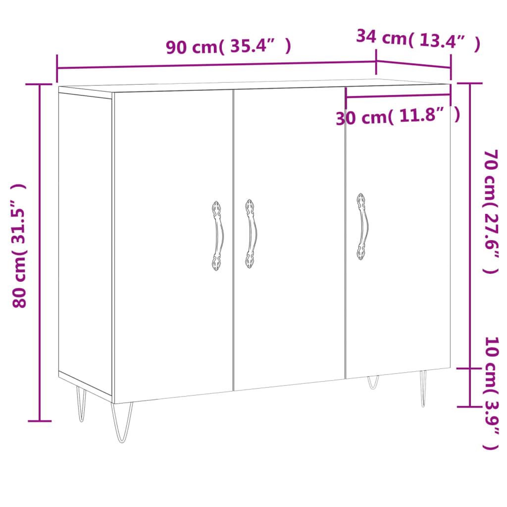 Voir la diapositive 6 : VIDAXL Buffet gris beton 90x34x80 cm bois d'ingenierie