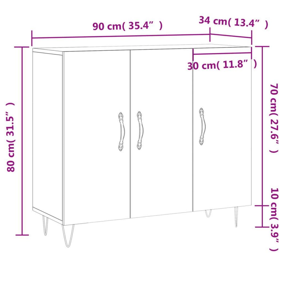 VIDAXL Buffet gris beton 90x34x80 cm bois d'ingenierie