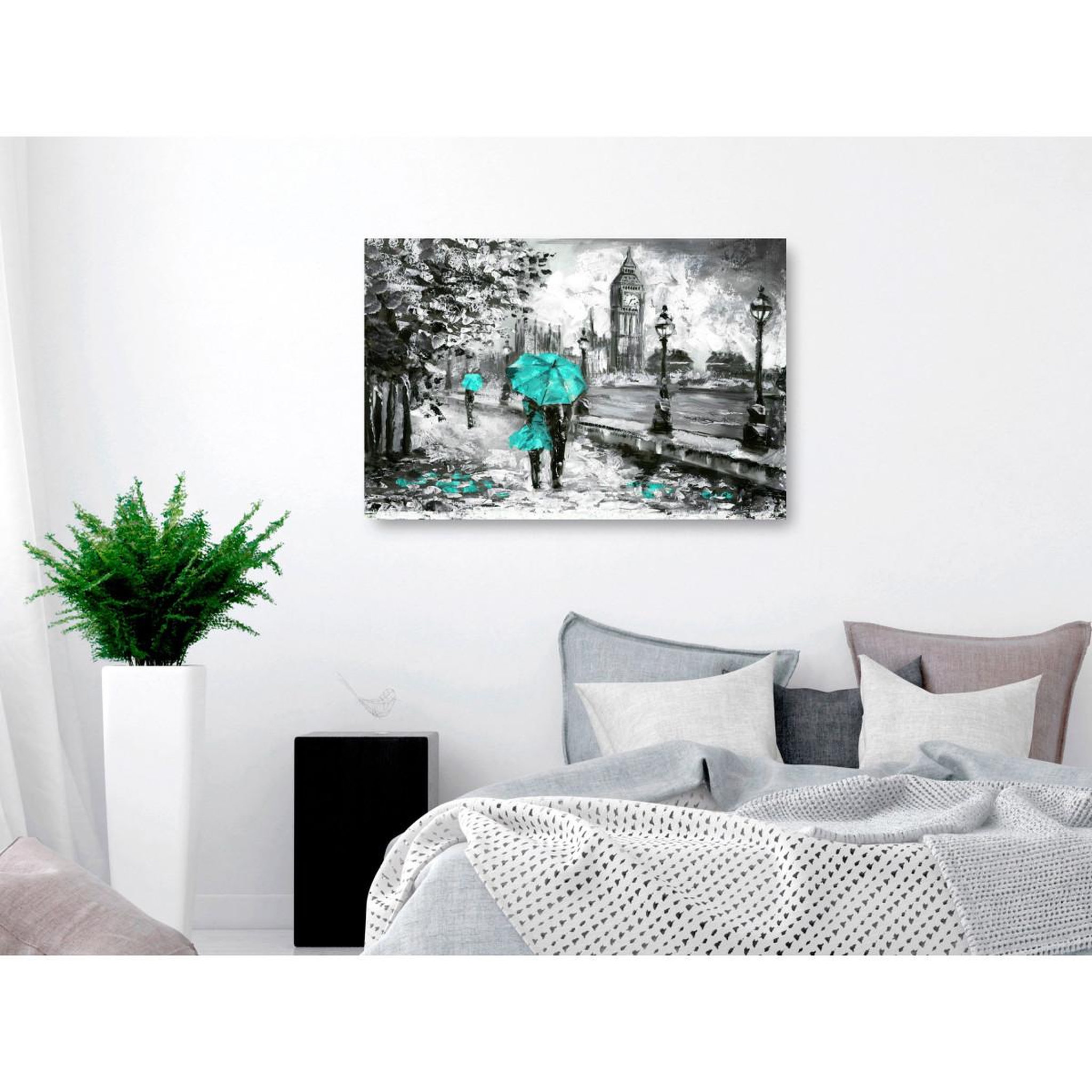 Voir la diapositive 2 : Paris Prix Tableau Imprimé  Walk in London Wide Turquoise