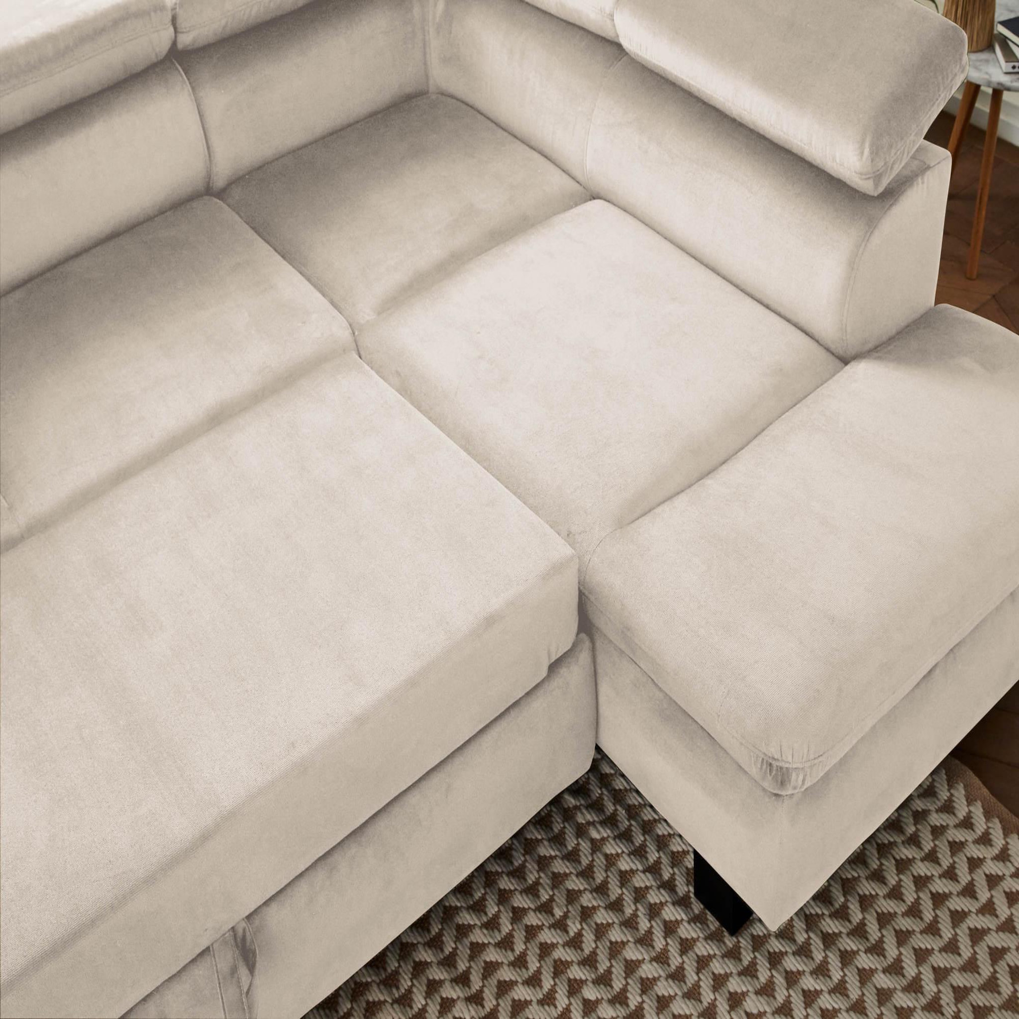 Voir la diapositive 6 : LISA DESIGN Nairobi - canapé d'angle convertible - en velours - 5 places - avec têtières - droit