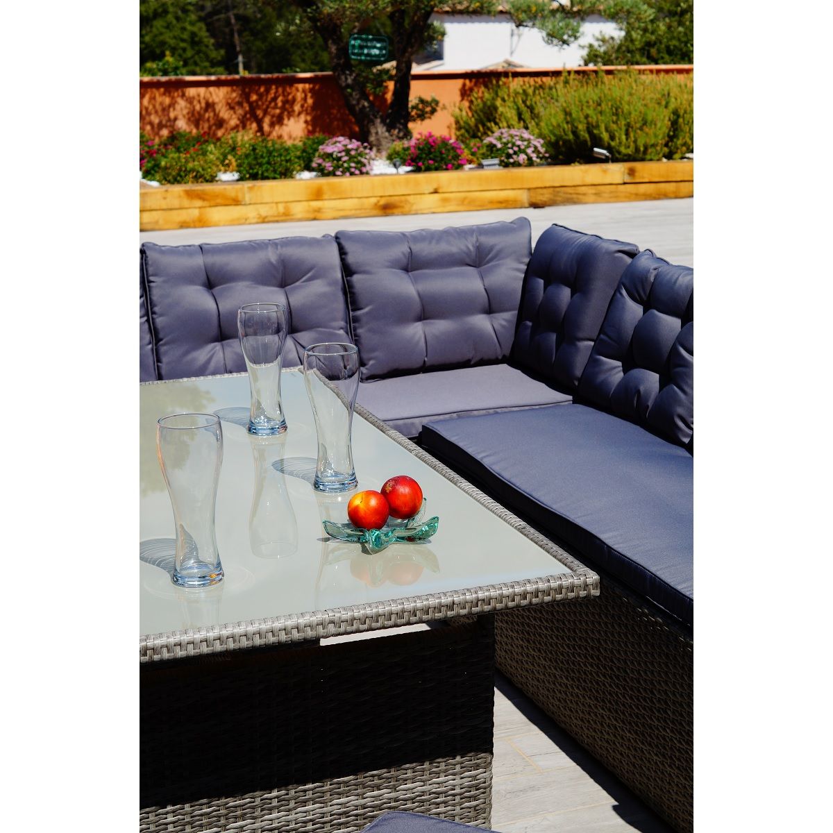 Salon repas de jardin en angle 9 personnes PAUL MATHIS