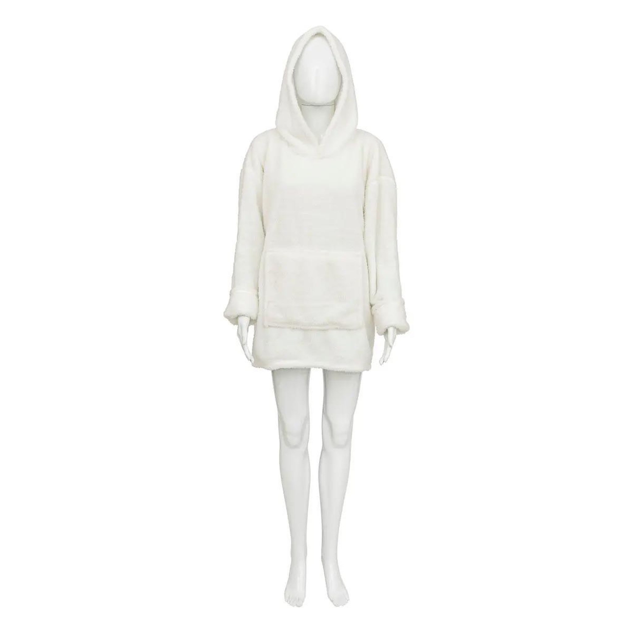 ATMOSPHERA Plaid sweat imitation fourrure  teddy  70x106cm blanc
