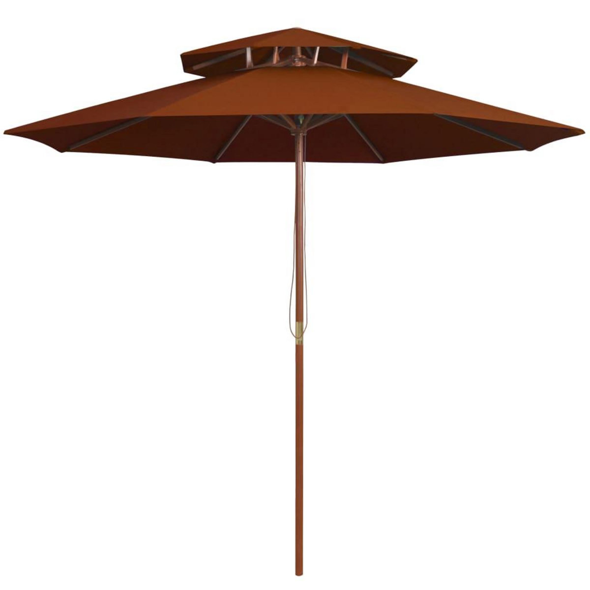 VIDAXL Parasol a deux etages avec mat en bois terre cuite 270 cm