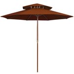 VIDAXL Parasol a deux etages avec mat en bois terre cuite 270 cm