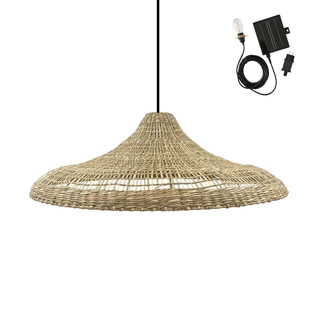 Lumisky Suspension d'extérieur nomade solaire FREYA LARGE Beige Herbe marine D70 cm
