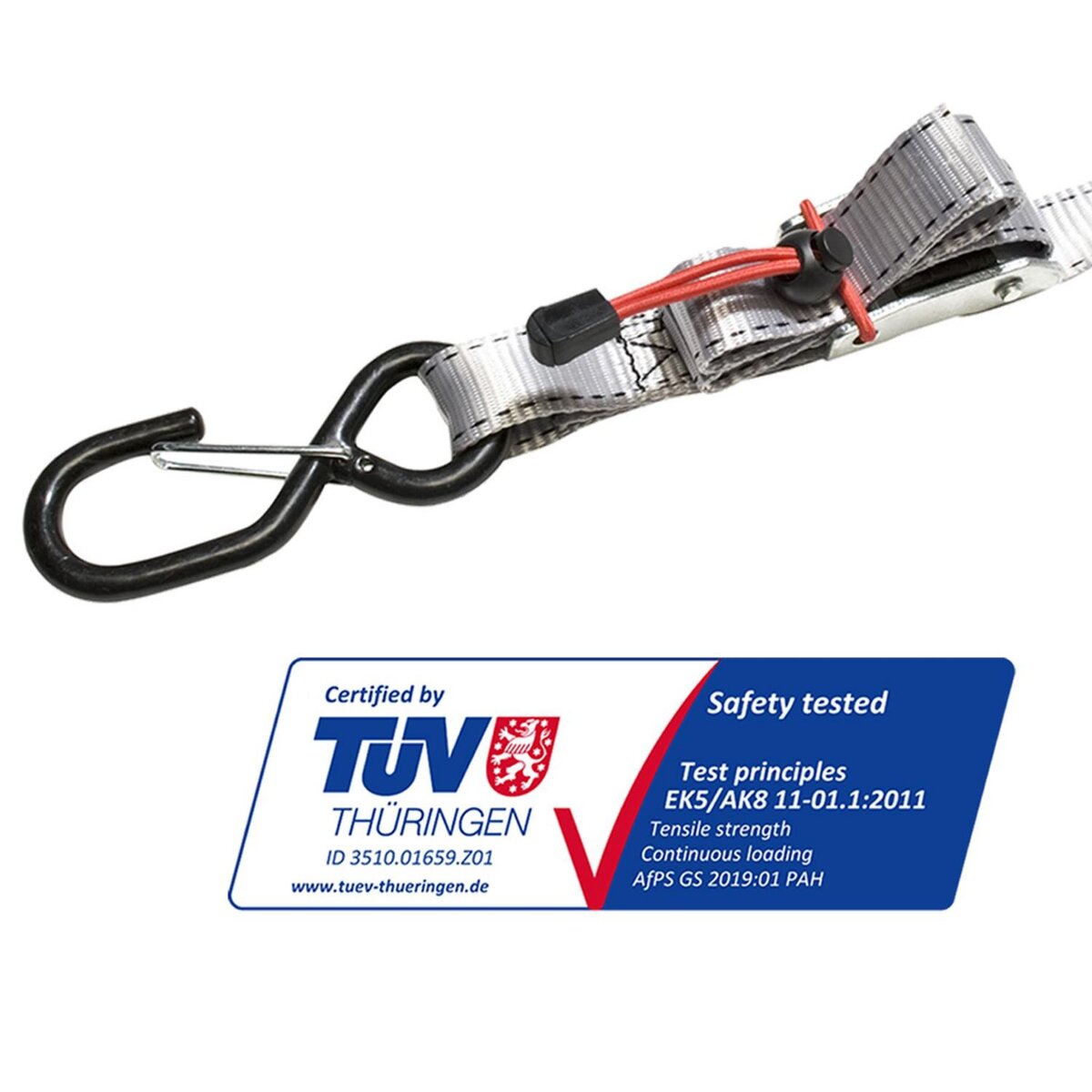 Master lock 3062EURDAT Sangle d'Arrimage avec Crochets et Boucle, Gris, 1,80m x 25mm Sangle, Pack de 4