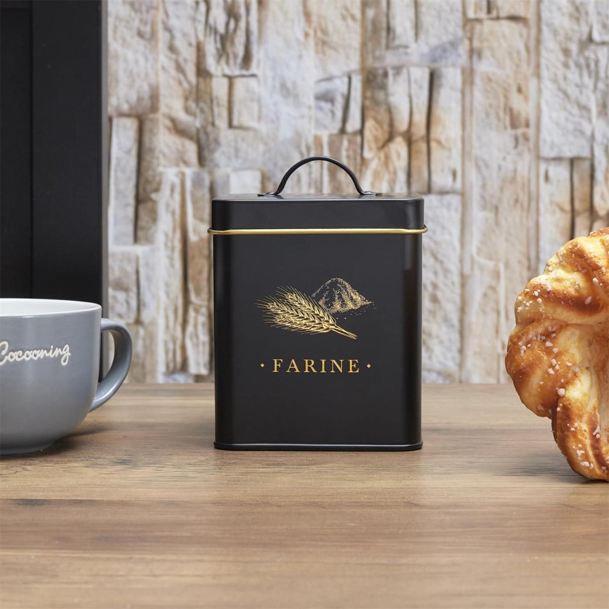 Voir la diapositive 4 : COOK CONCEPT Boîte à farine en métal  lounge  19cm noir