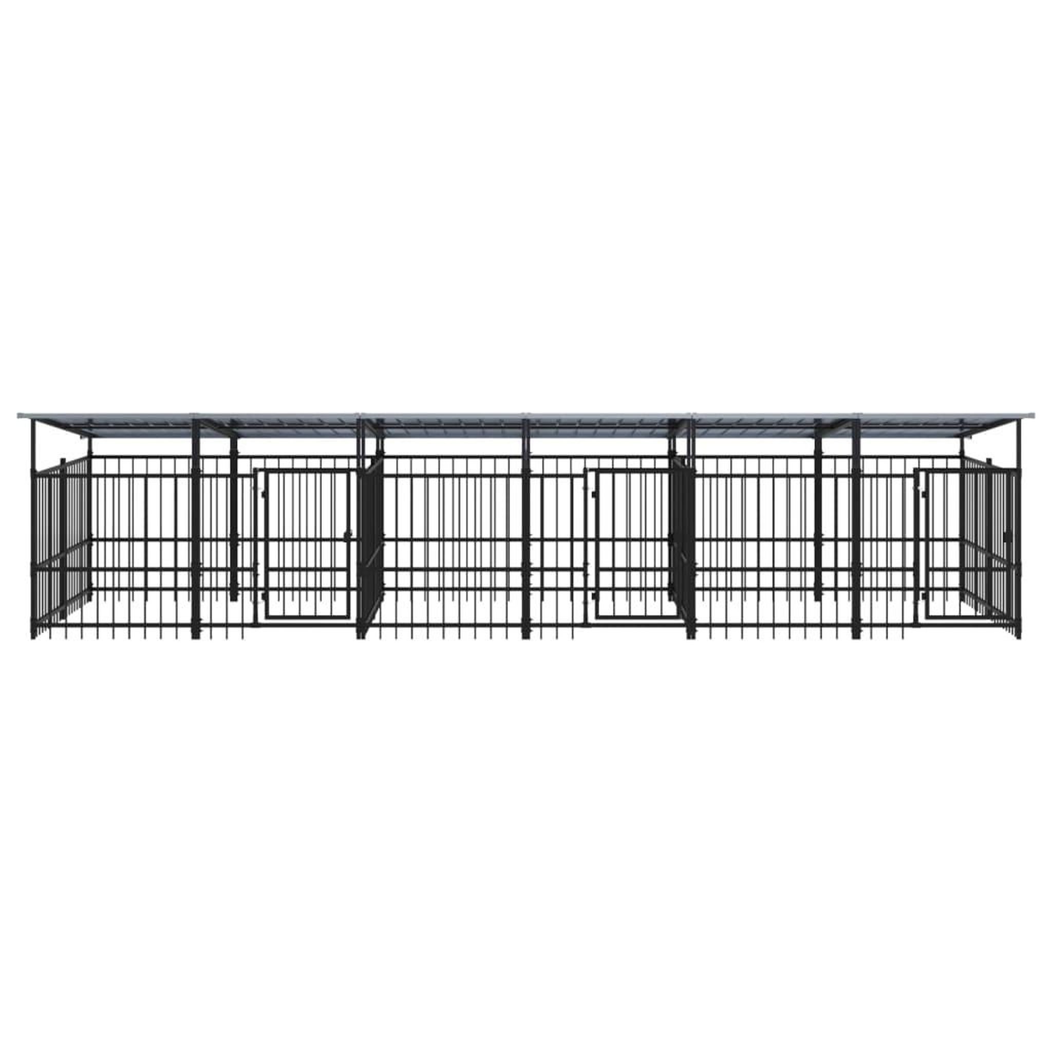 Voir la diapositive 3 : VIDAXL Chenil d'exterieur avec toit pour chiens Acier 11,26 m²