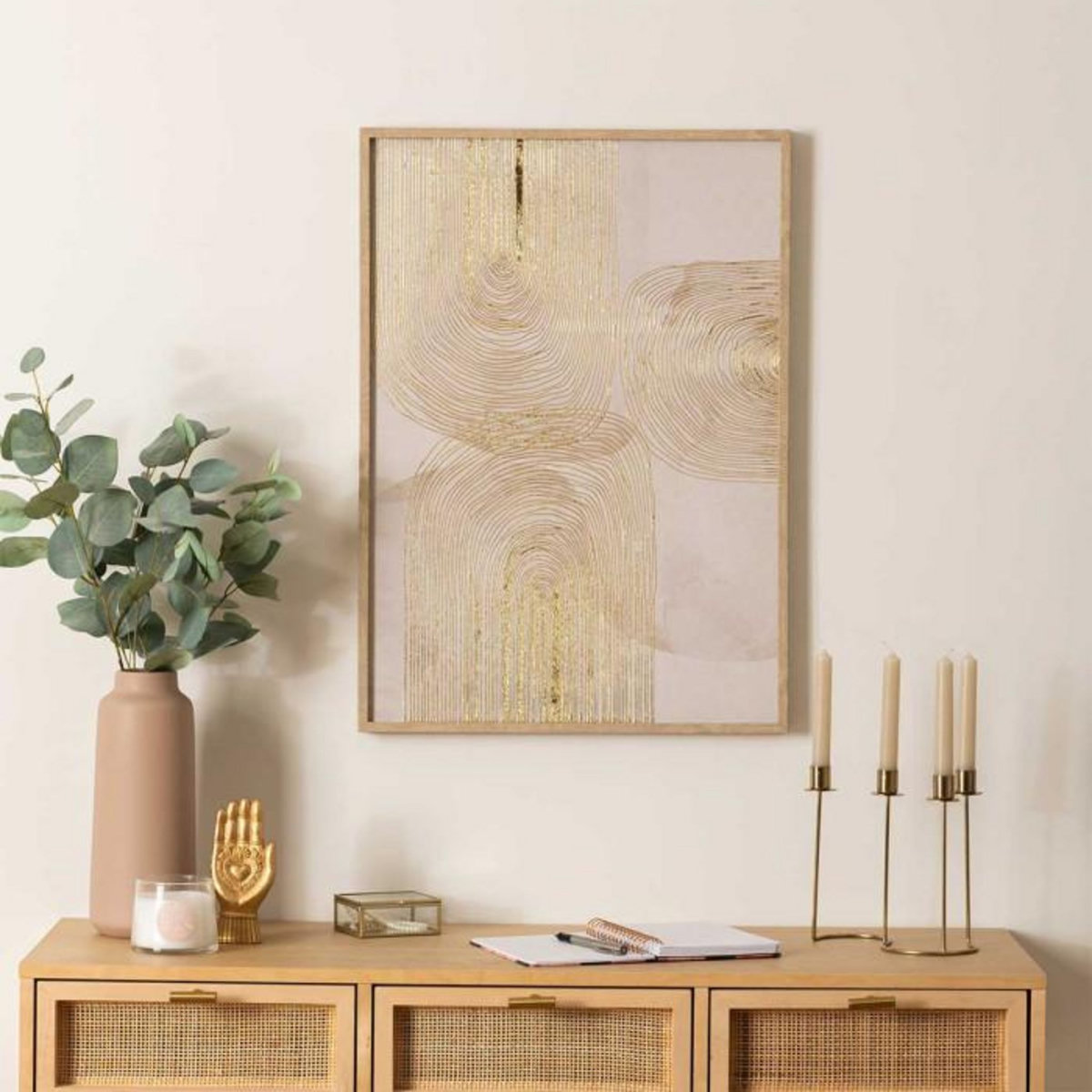 ATMOSPHERA Tableau Imprimé Déco  Elin  50x70cm Beige & Doré