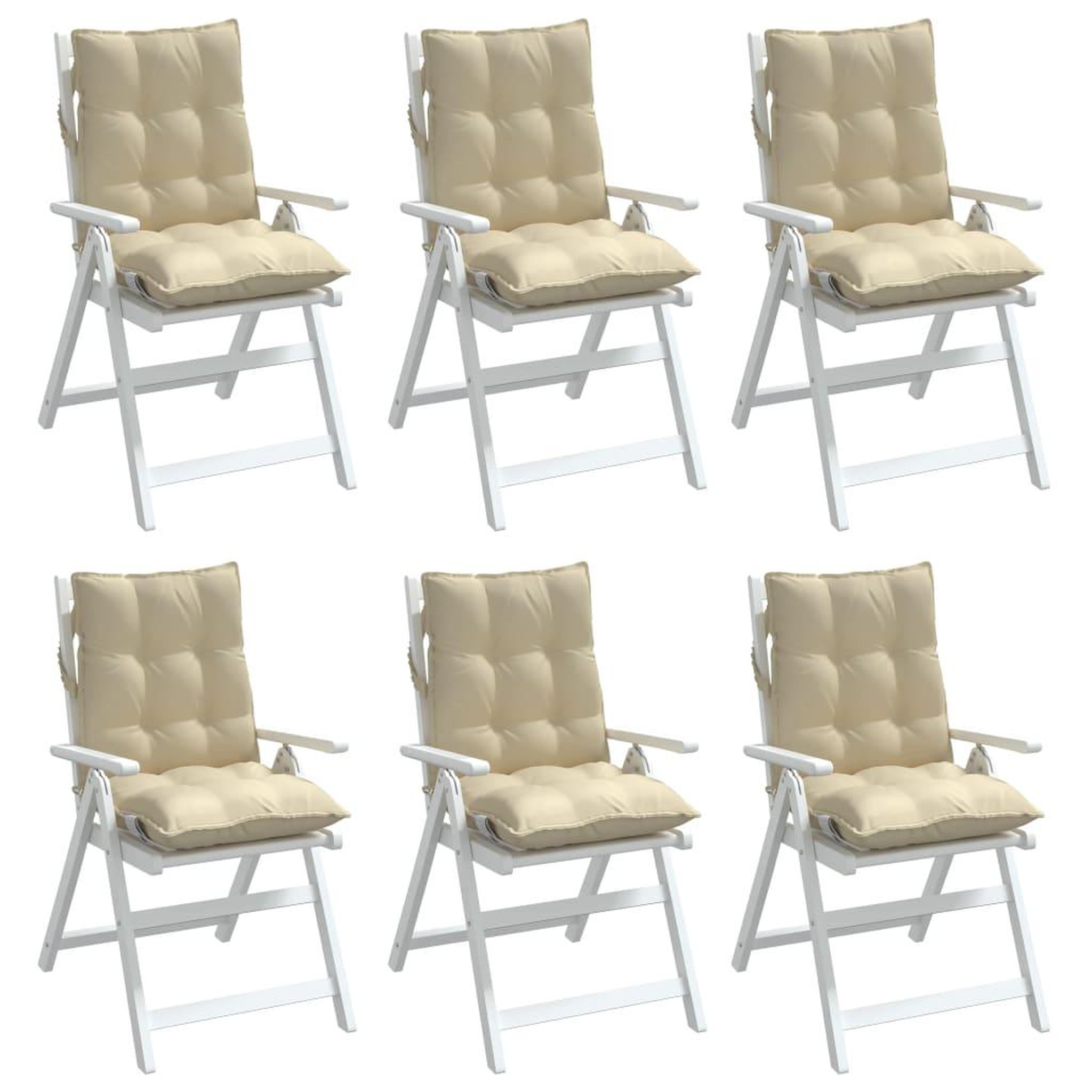 Voir la diapositive 4 : VIDAXL Coussins de chaise a dossier bas lot de 6 beige tissu oxford