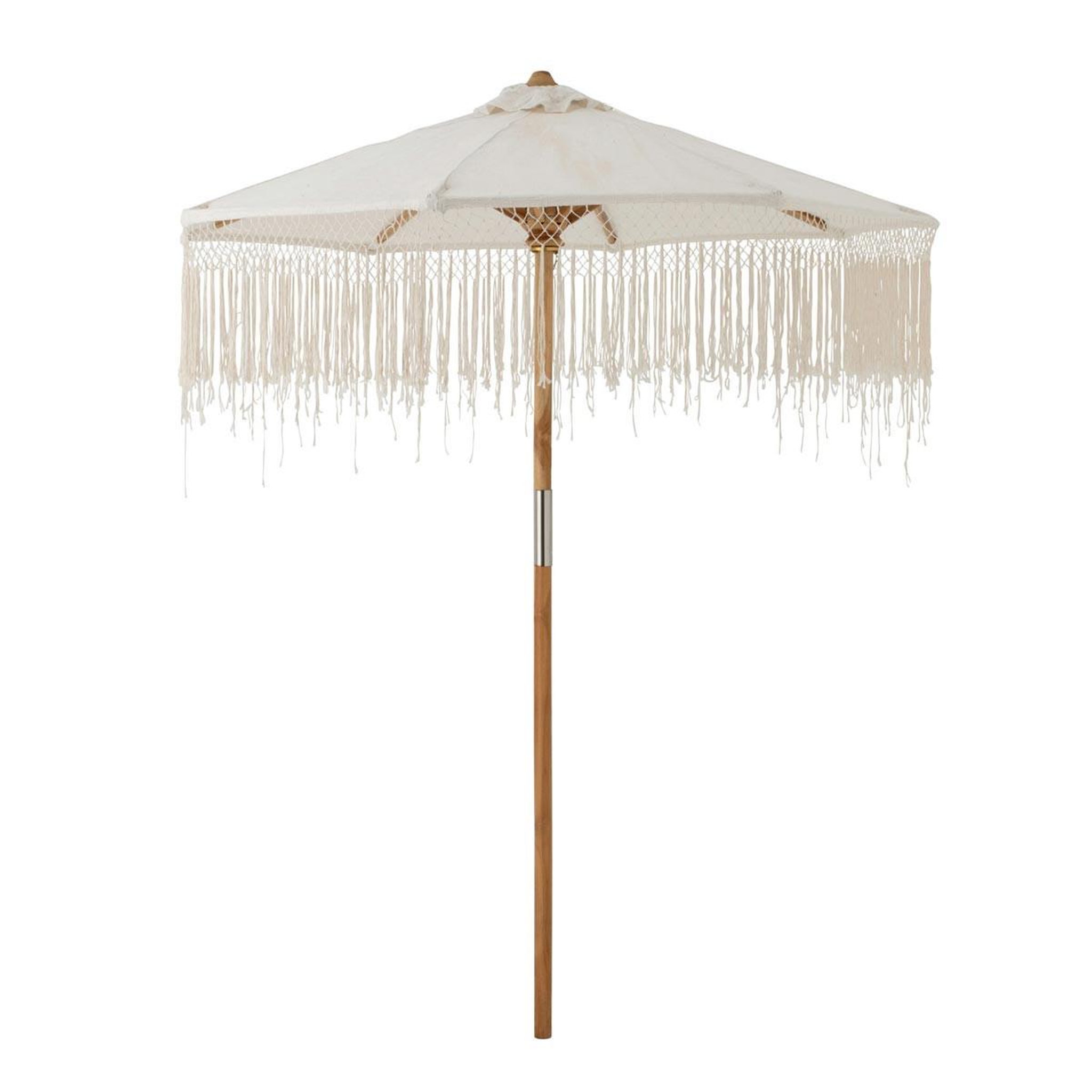 J-LINE Parasol déco en macramé  bali  250cm écru