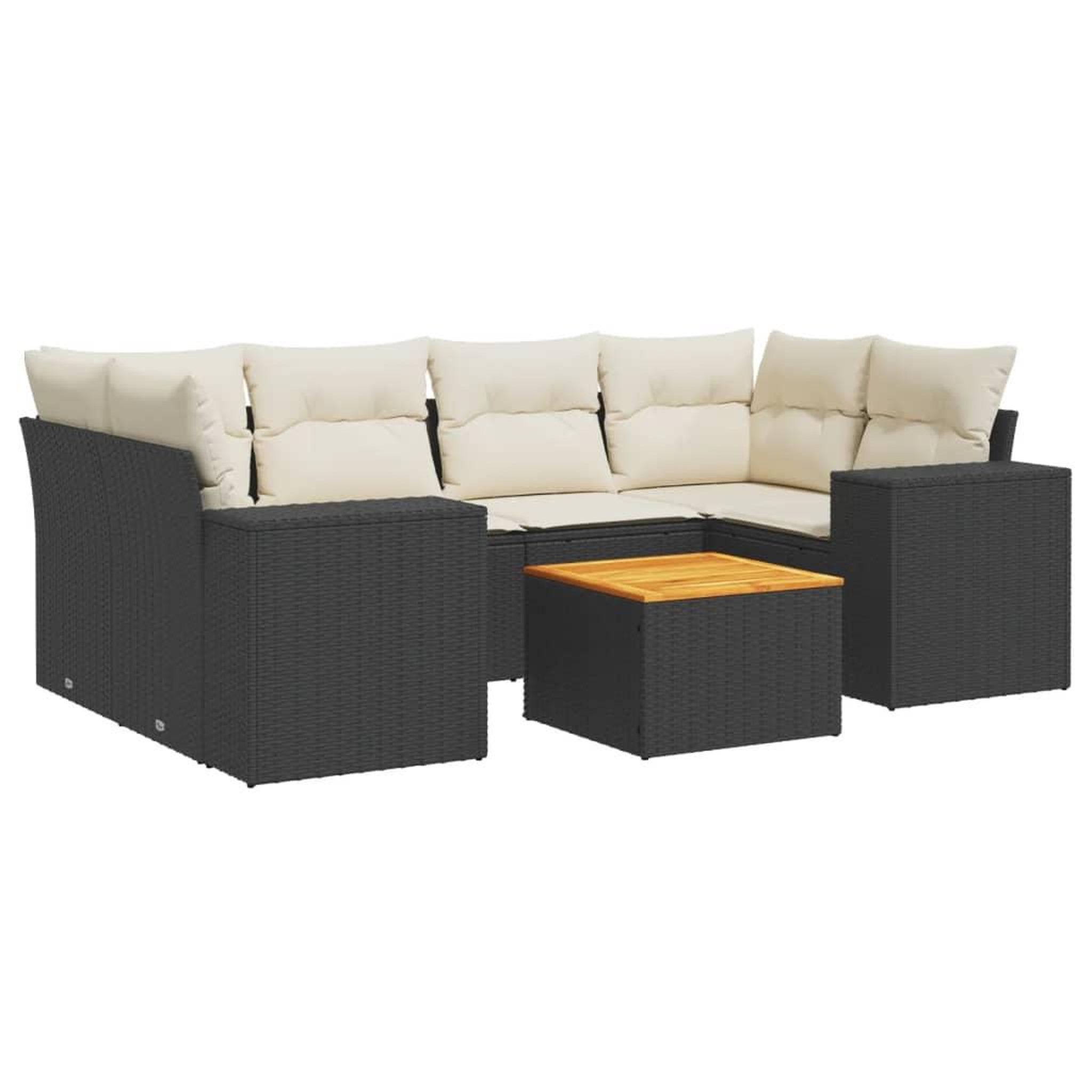 Voir la diapositive 2 : VIDAXL Salon de jardin 7 pcs avec coussins noir resine tressee