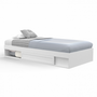 Voir la diapositive 1 : ID MARKET Cadre de lit simple SALEM avec rangement et sommier 90 x 190 CM blanc