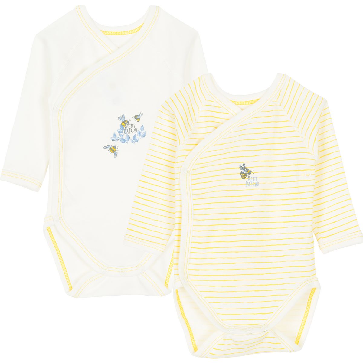 PETIT BATEAU Lot de 2 bodies de naissance bébé 