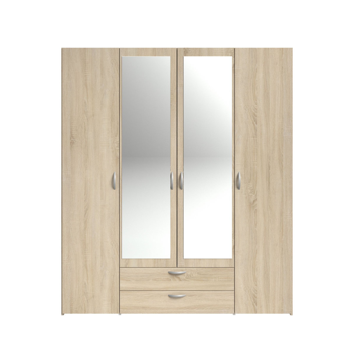 Armoire 4 portes 2 tiroirs 1 miroir L160cm DAISY