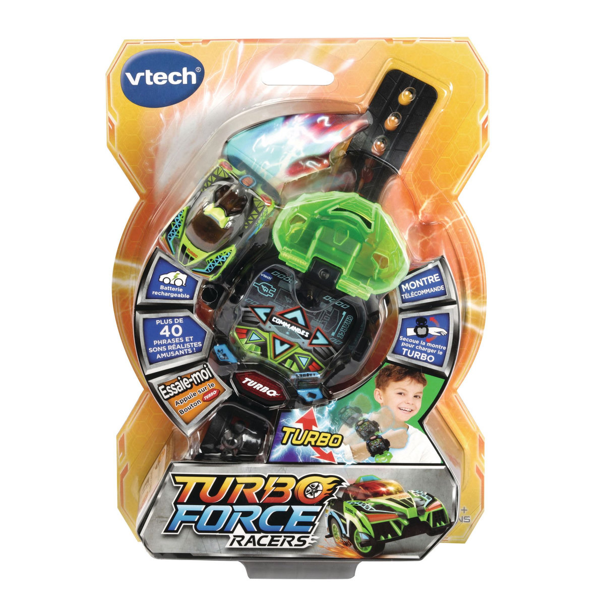 VTECH Turbo Force racers - Montre turbo avec voiture verte télécommandée