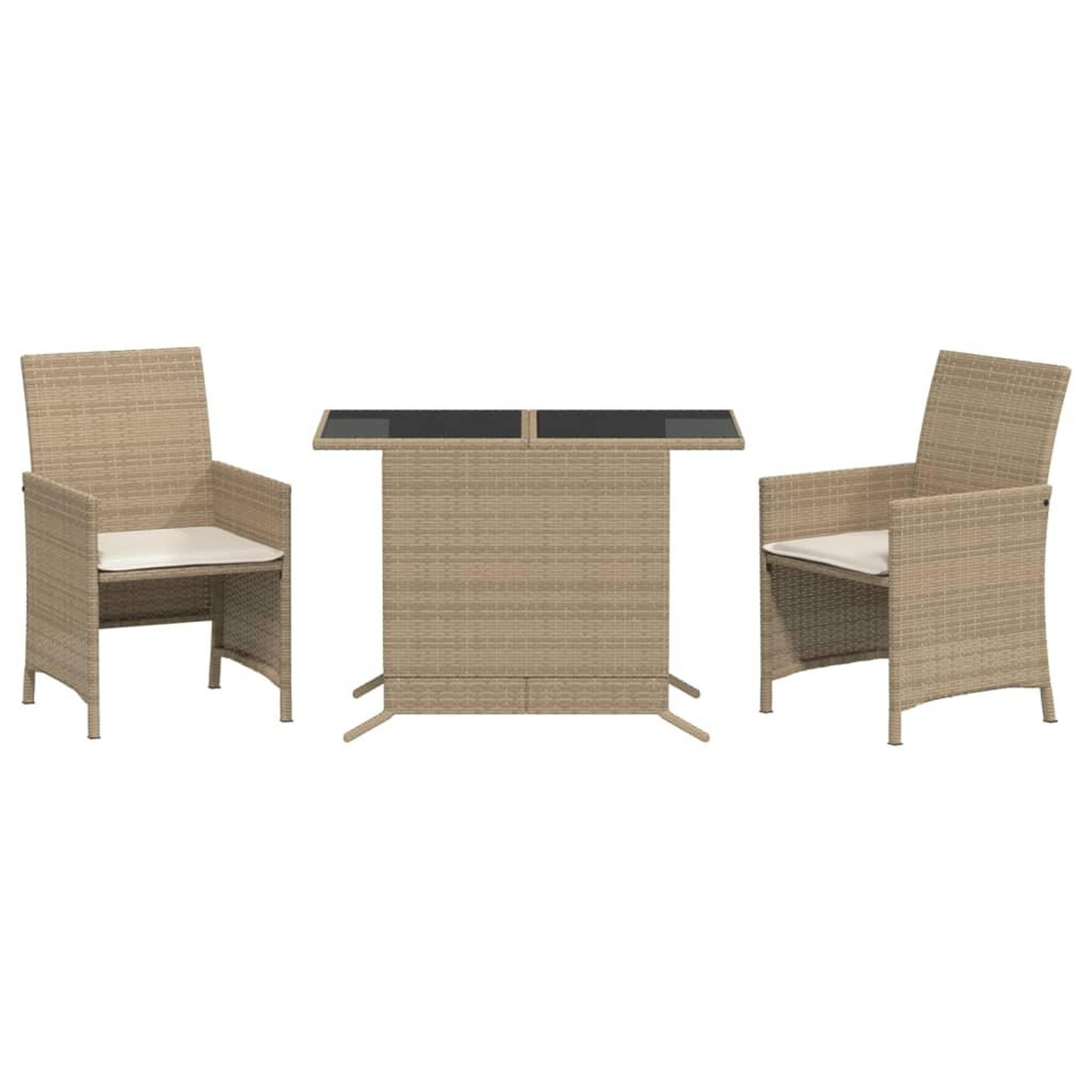 Voir la diapositive 2 : VIDAXL Ensemble de bistro 3 pcs avec coussins beige resine tressee